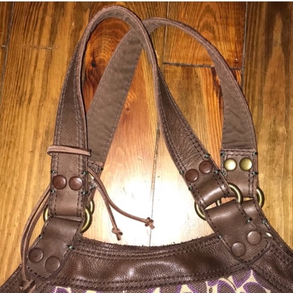 LUCKY BRAND LEATHER/CANVAS HOBO BAG - Picture 3 of 7